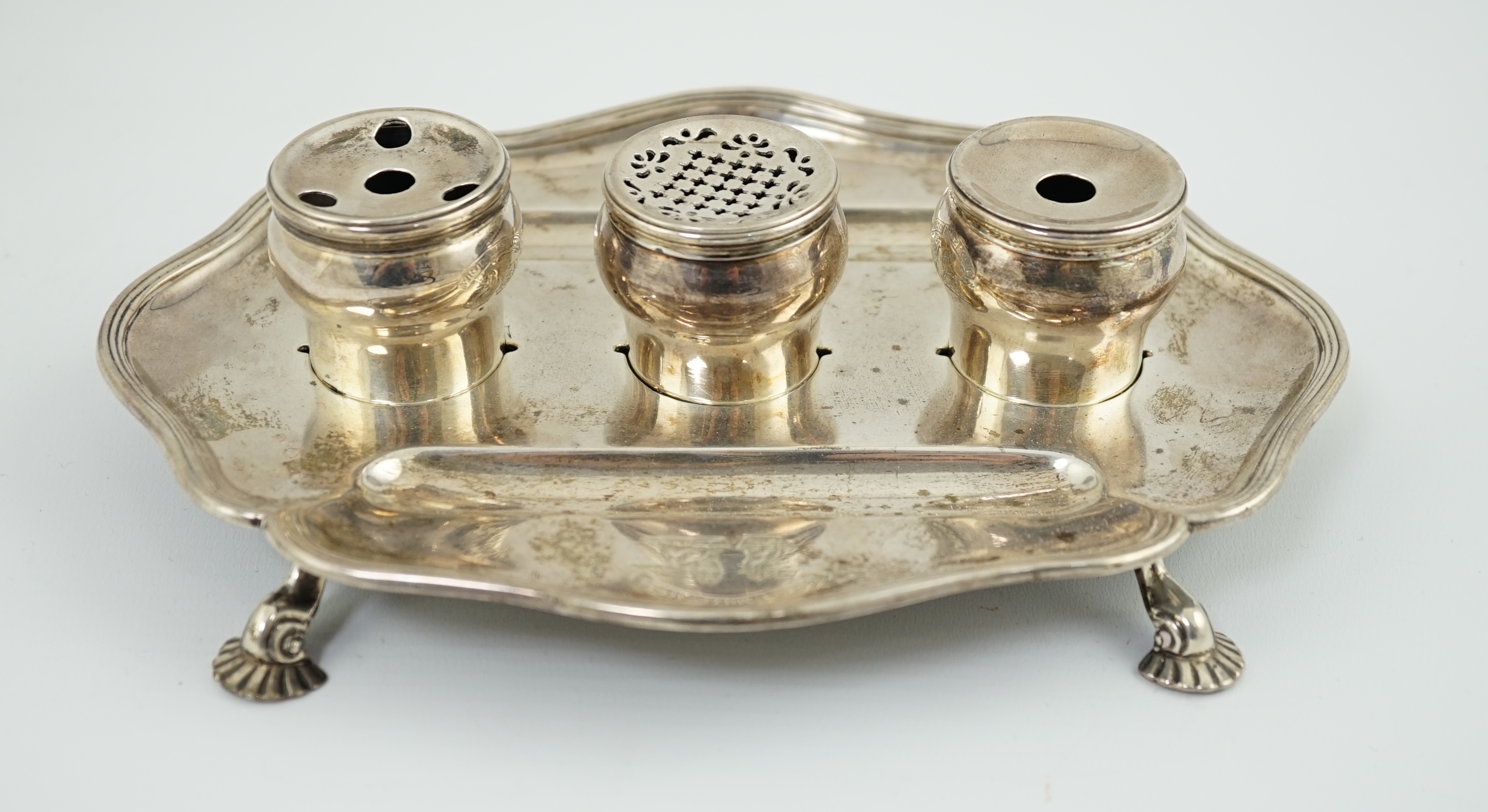 A George II silver inkstand, William Cripps, 1750